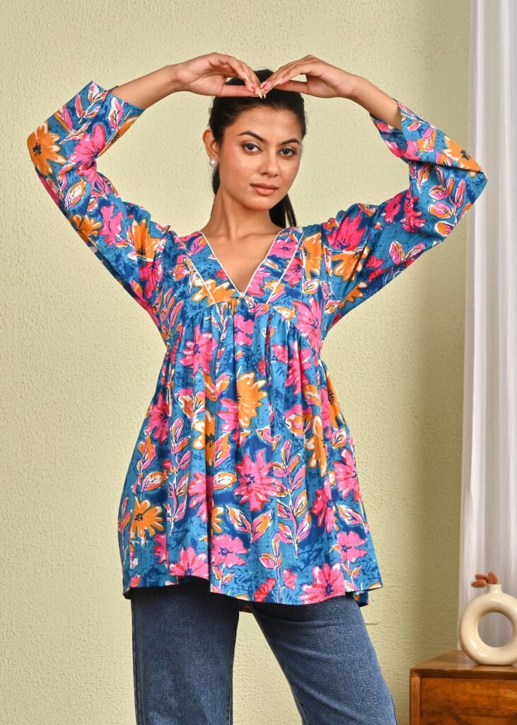 Women printed short cotton kurti